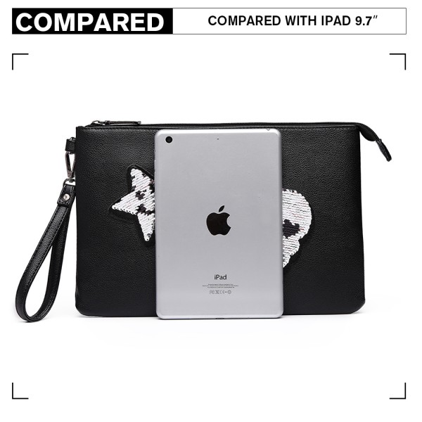 LT6822S-MISS LULU MISS LULU PU LEATHER SEQUIN SKULL CLUTCH BAG BLACK